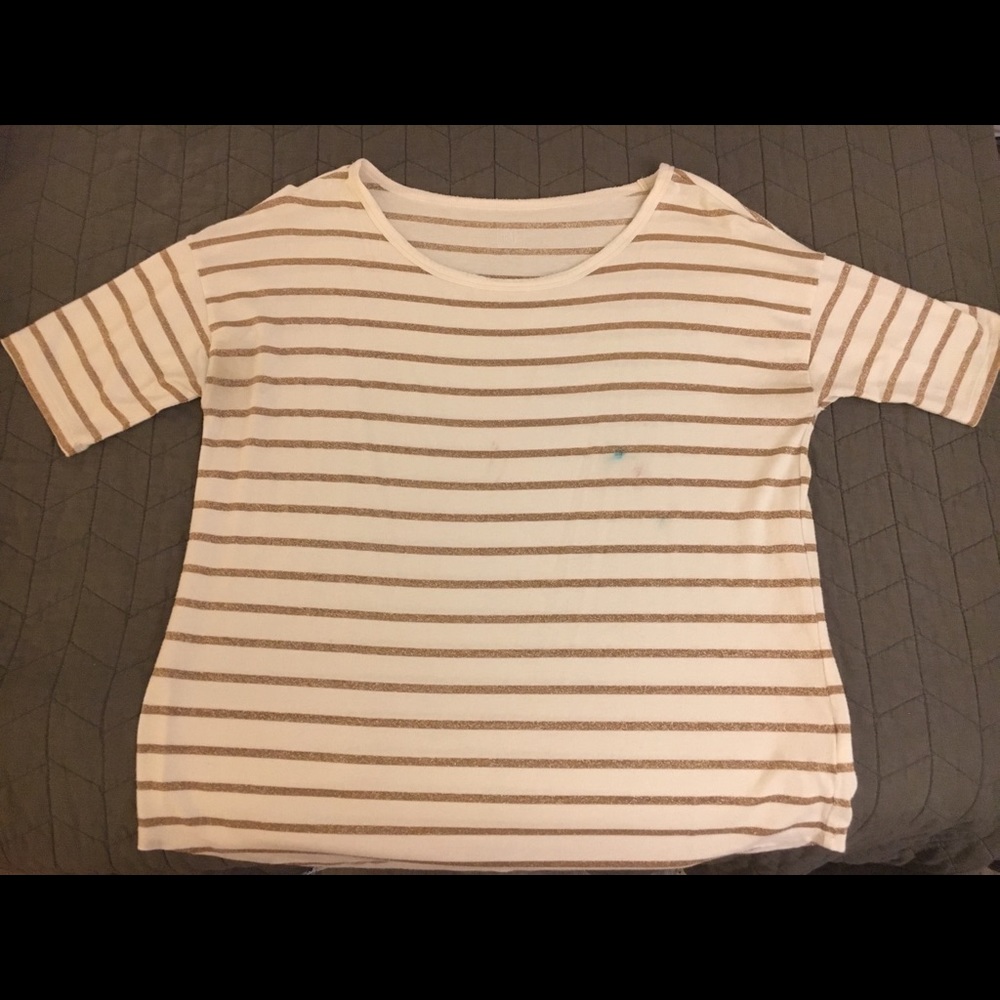 Gold and off-white striped shirt